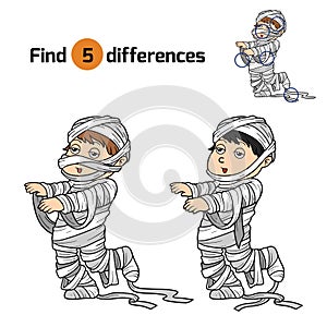 Find differences for children: Halloween characters (mummy)