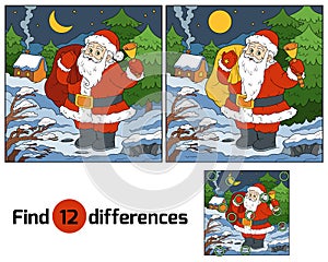 Find differences for children: Santa Claus with a bell