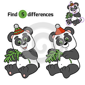 Find differences: Christmas winter panda