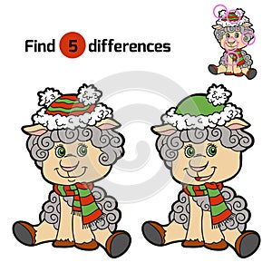 Find differences: Christmas winter sheep