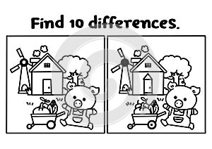 Find 10 differences coloring pages.