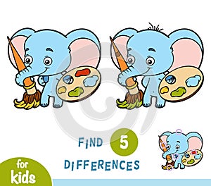 Find differences, education game, Elephant