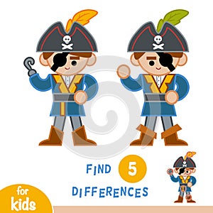 Find differences, education game, Pirate