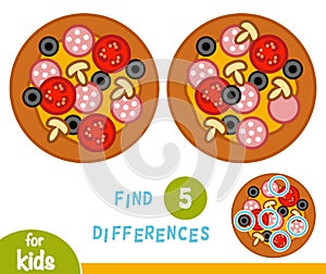 Find differences, education game, Pizza