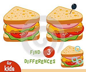 Find differences education game, Sandwich