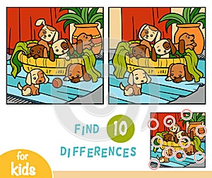 Find differences education game, Six dogs