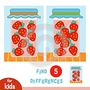 Find differences, education game, Strawberry in jar