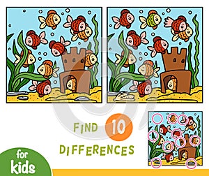 Find differences education game, Ten fish photo