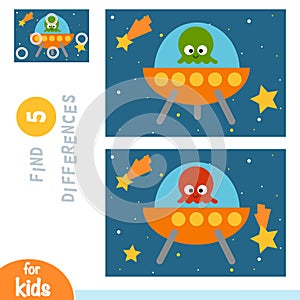 Find differences, education game, UFO in space