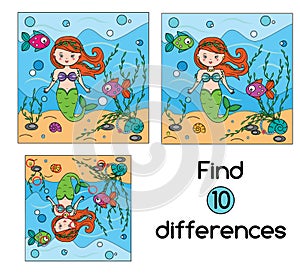 Find the differences educational children game. Kids activity sheet