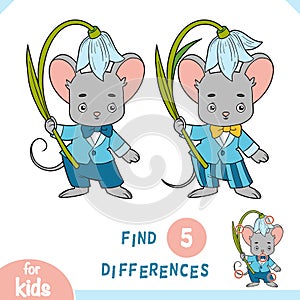 Find differences, educational game, Cute little mouse and bell flower