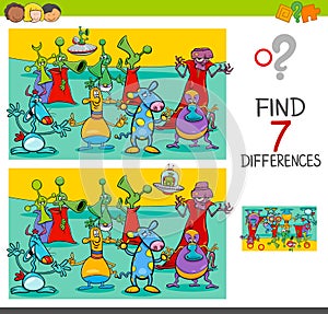 Find differences game with aliens characters