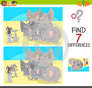 Find differences game with animal characters