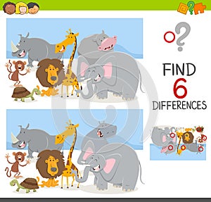 Find differences game with animals