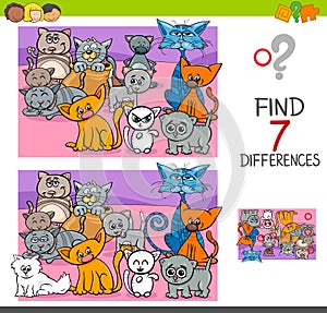 Find differences game with cats animal characters