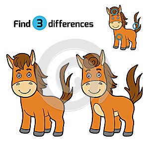 Find differences, game for children (horse)