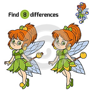 Find differences, game for children: little fairy