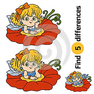 Find differences, game for children: little fairy photo