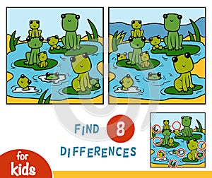 Find differences, game for children, Nine frogs