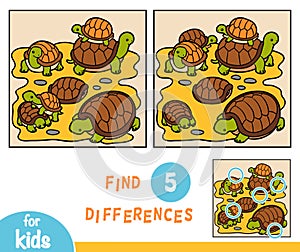 Find differences, game for children, tortoises