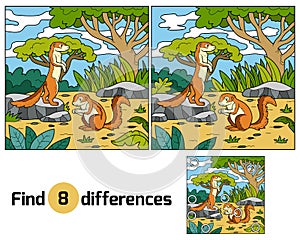 Find differences, game for children (xerus and background)