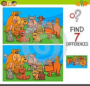 Find differences game with dogs and cats