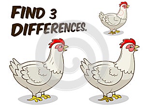 Find differences game hen chicken vector