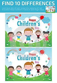 Find differences, Game for kids ,find differences, Brain games, children game, Educational Game for Preschool Children,Vector