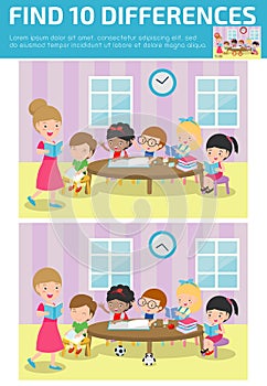 Find differences, Game for kids ,find differences, Brain games, children game, Educational Game for Preschool Children,Vector