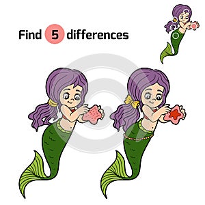 Find differences game (little girl mermaid)