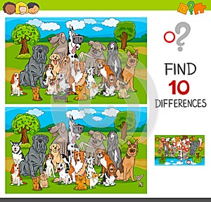 Find differences game with purebred dogs