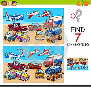 Find differences game with transport vehicles