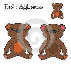 Find differences kids layout for game bear