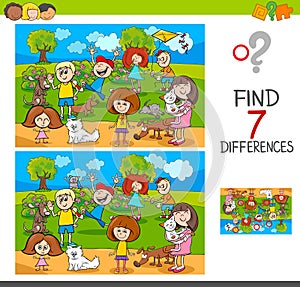 Find differences with kids and pets characters