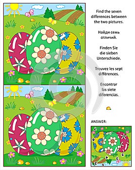 Find the differences picture puzzle with three Easter eggs