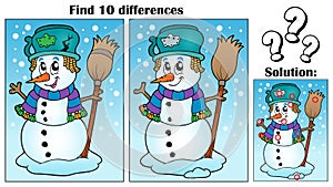 Find differences theme with snowman photo