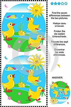 Find the differences visual puzzle - ducklings photo