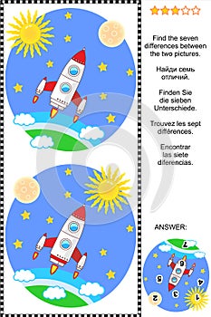 Find the differences visual puzzle - space exploration