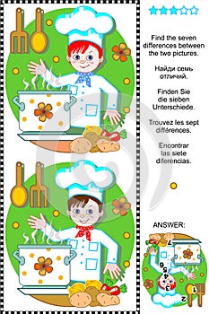 Find the differences visual puzzle - young chef