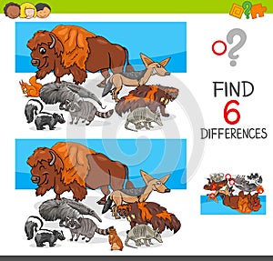 Find differences with wild animal characters