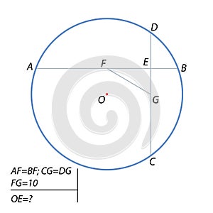 Find the distance from the center of the circle to the point of intersection of the chords