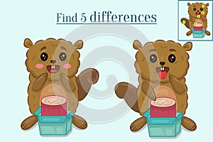 Find five differences from animals,compare beavers