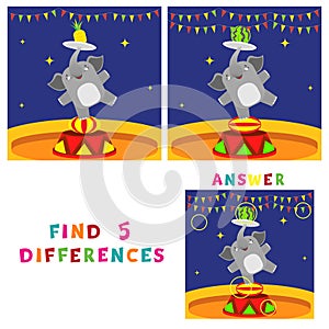 Find five differences children educational game