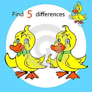 Find five differences duck