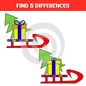Find five differences. Educational game for children. Funny cartoon. Vector illustration