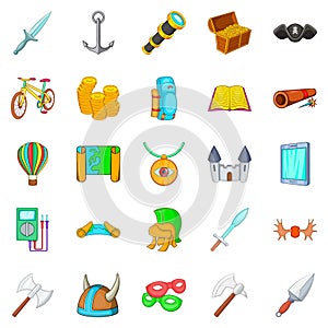 Find icons set, cartoon style