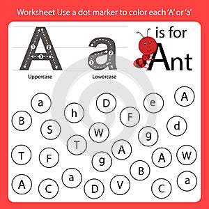 Find the letter Worksheet use a dot marker to color each A