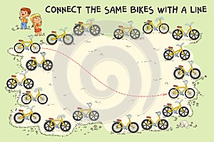 Find matches. Connect the same bikes with a line