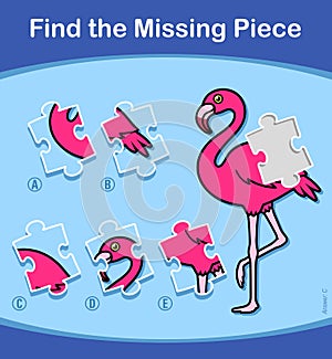 Find The Missing Piece Flamingo puzzle for kids