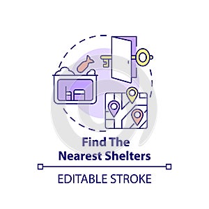 Find nearest shelters concept icon